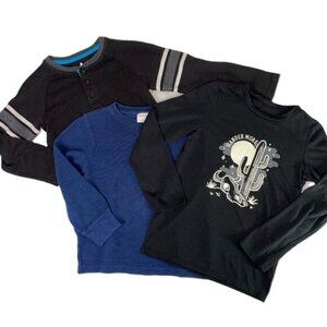 Boys Size S Long Sleeve Shirt Bundle of 3 Black Blue Cat & Jack Garanimals
